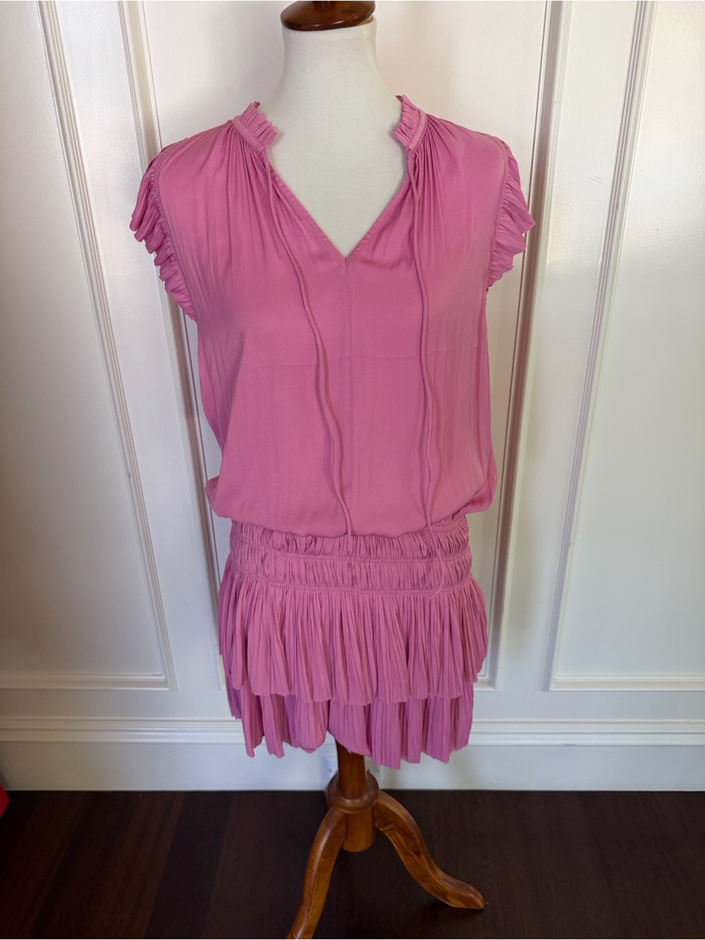 Pink Tiered Decket Ruffle Mini Dress